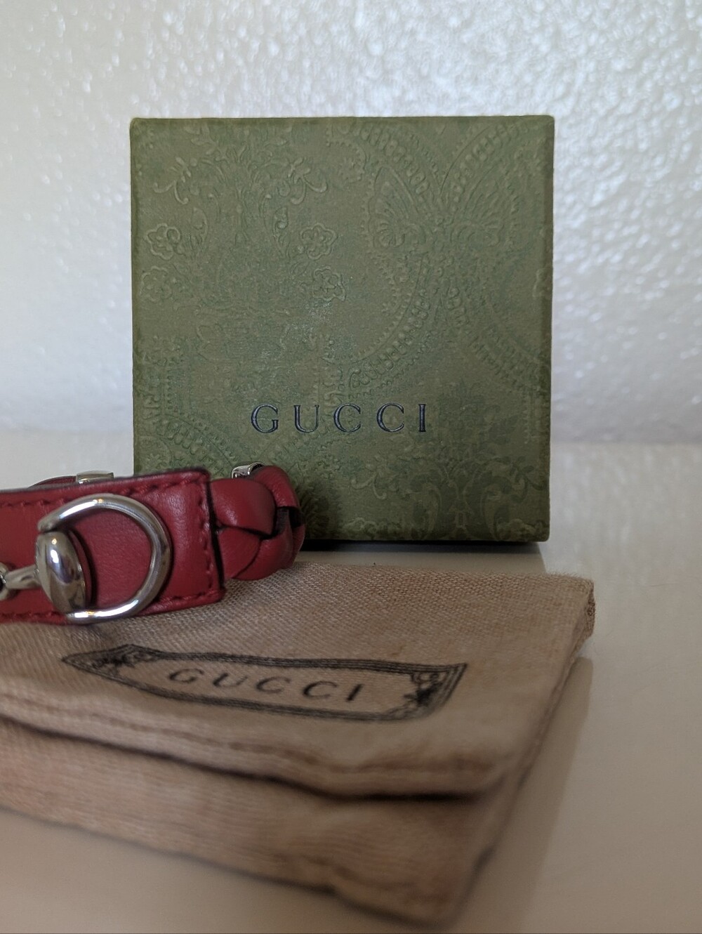 Gucci Red Leather Braided Horsebut Bracelet Like New ๐ - Picture 7 of 11